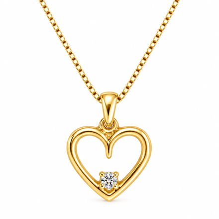 Gull diamant hjerte 0,02ct W/SI