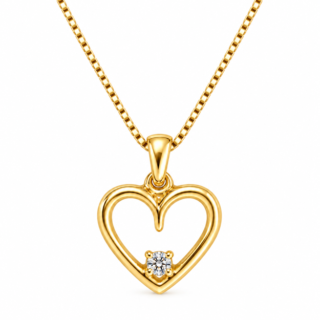 Gull diamant hjerte 0,02ct W/SI