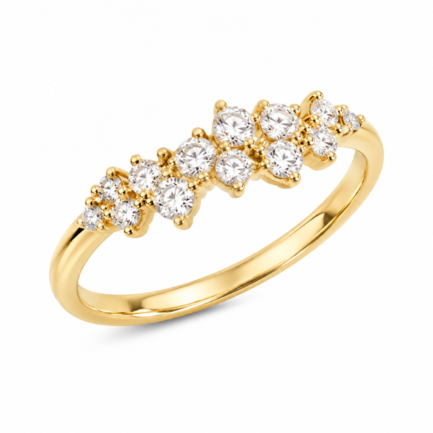 Gull diamantring 0,24ct W/SI (13 diamanter)