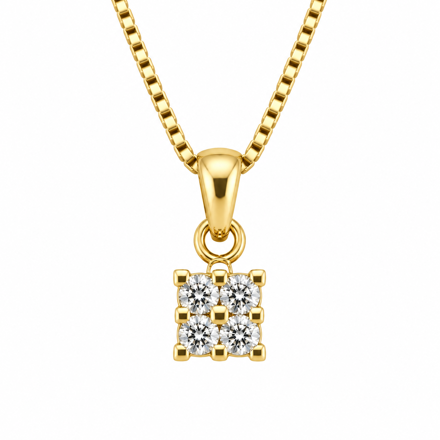 Gull diamant anheng 0,11ct W/SI (4 diamanter) 