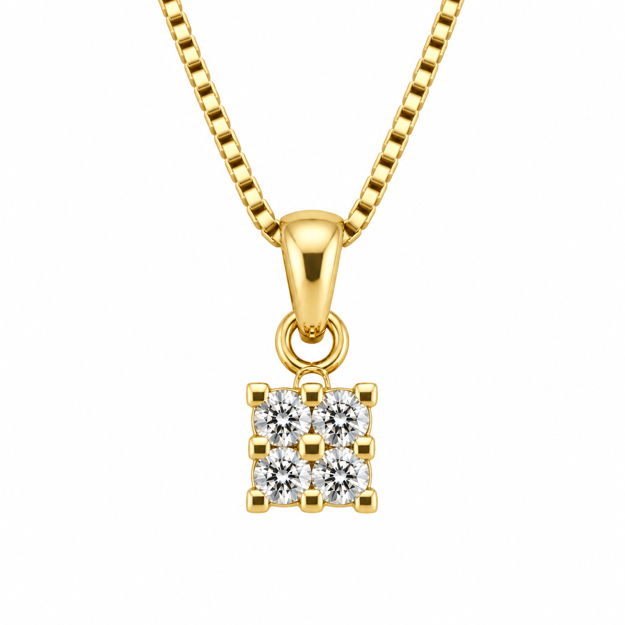 Gull diamant anheng 0,11ct W/SI (4 diamanter) 