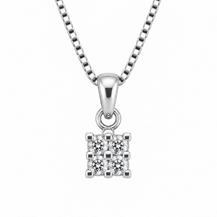 Hvitt gull diamant anheng 0,11ct W/SI (4 diamanter)