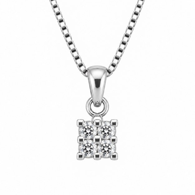 Hvitt gull diamant anheng 0,11ct W/SI (4 diamanter)