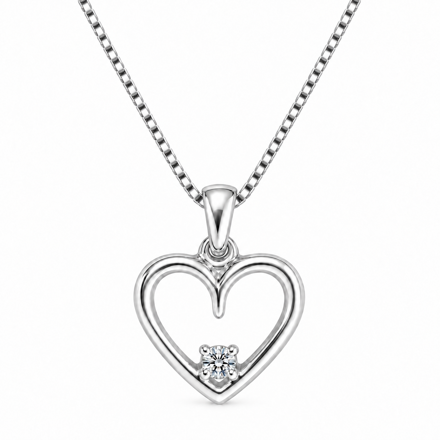 Hvitt gull diamant hjerte 0,02ct W/SI