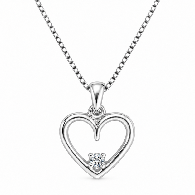 Hvitt gull diamant hjerte 0,02ct W/SI