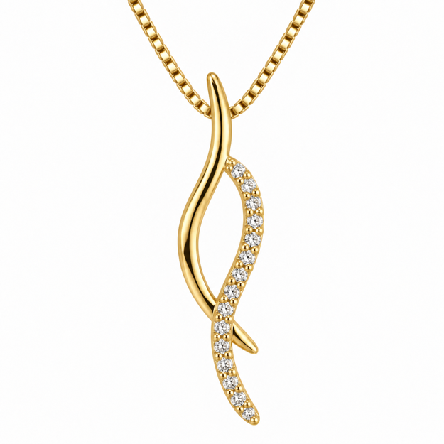 Gull diamant anheng 0,10ct W/SI (18 diamanter)