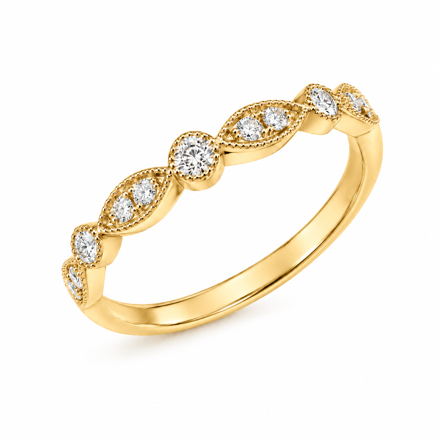 Gull diamantring 0,14ct W/SI (11 diamanter)