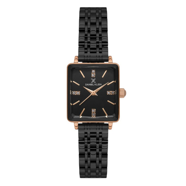 Daniel Klein Premium dameur svart/rose skive, lenke, 3 ATM 22mm